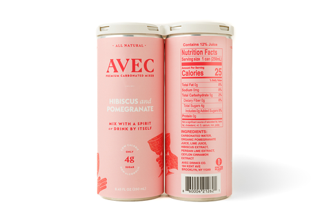 AVEC Hibiscus & Pomegranate — Natural Sparkling Drink (4-PACK)