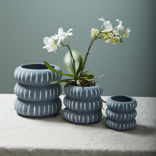 Modern Tribal Ceramic Planter Set