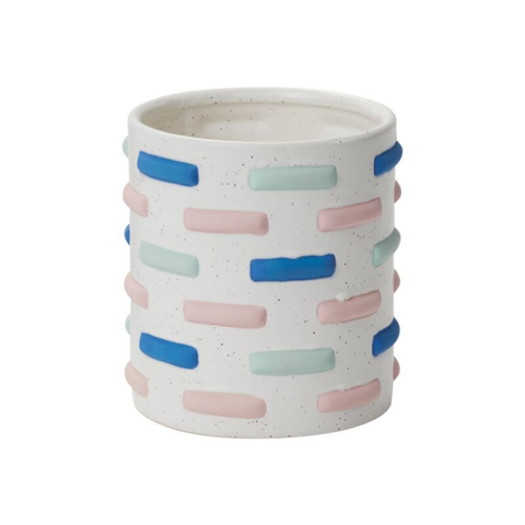 Textured Ceramic Planter with Pastel Accents