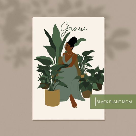 Black Plant Mom Art Digital Print